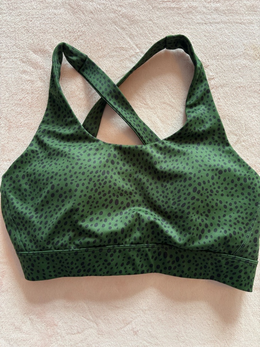 ZYIA Green Speckled Cross-Back Active Bra